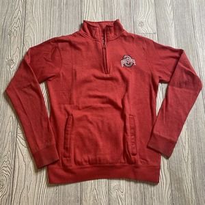 Ohio State Authentic Apparel 1/4 Zip Pullover Men’s M Scarlet Buckeyes Pockets